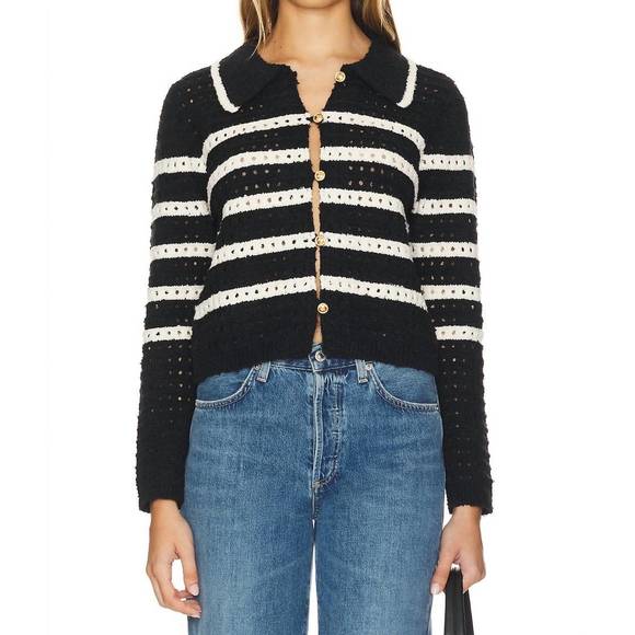NEW LINE AND DOT let me be cardigan in black & ivory - Picture 1 of 4
